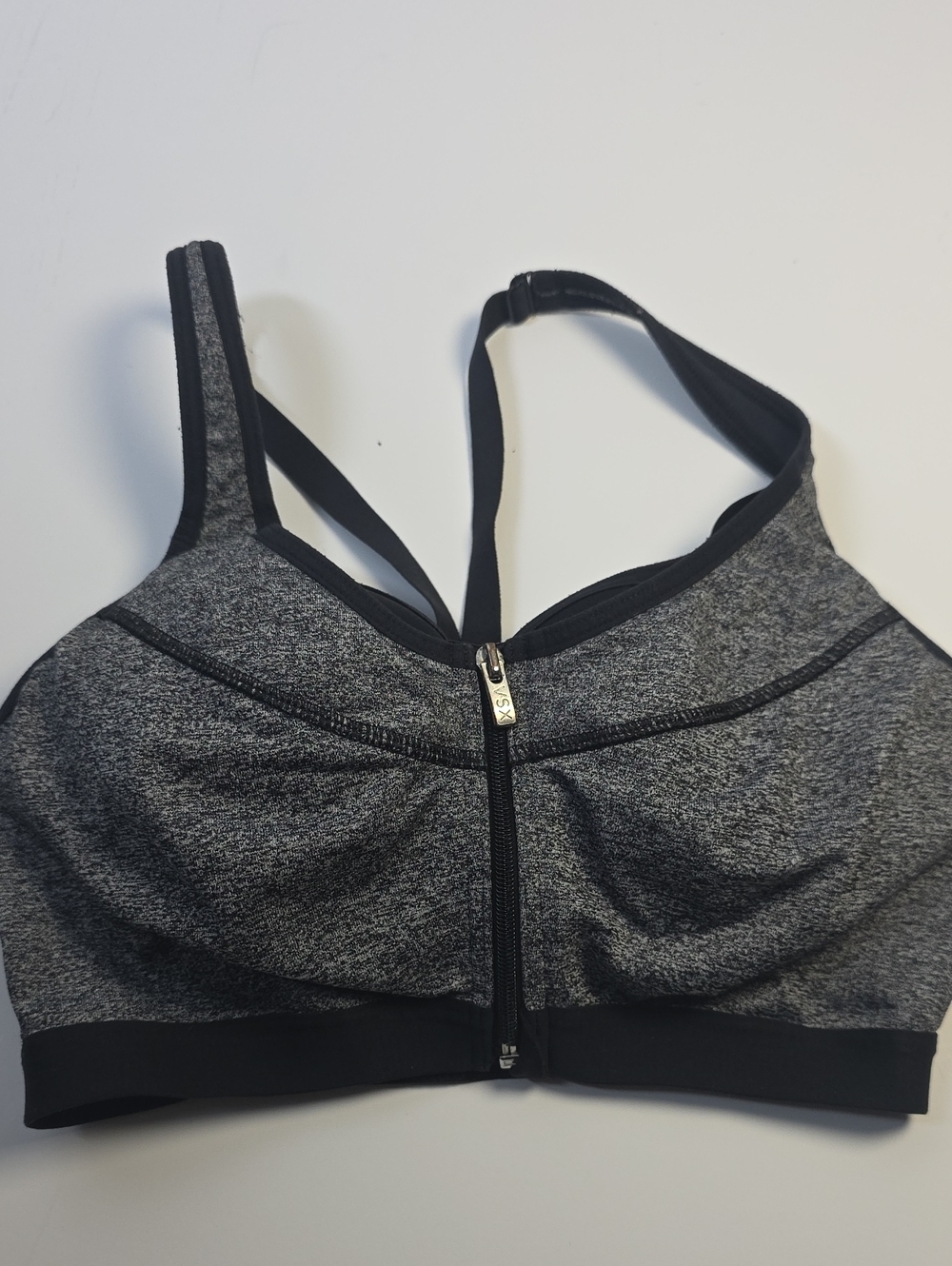 VSX Grey Front-Zip Sports Bra with Strappy Back